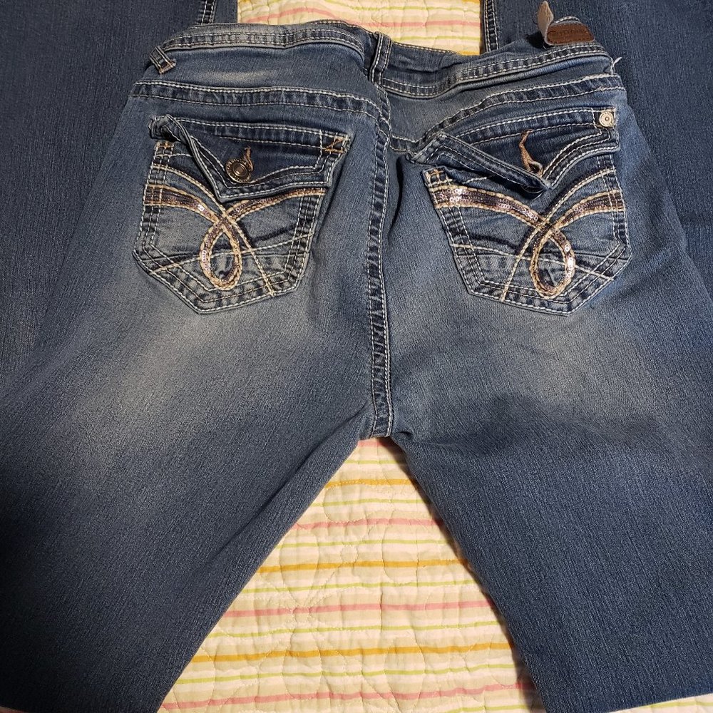 Wallflower Juniors Jeans Size 9 Bootcut Mid Rise Medium Wash Blue Denim